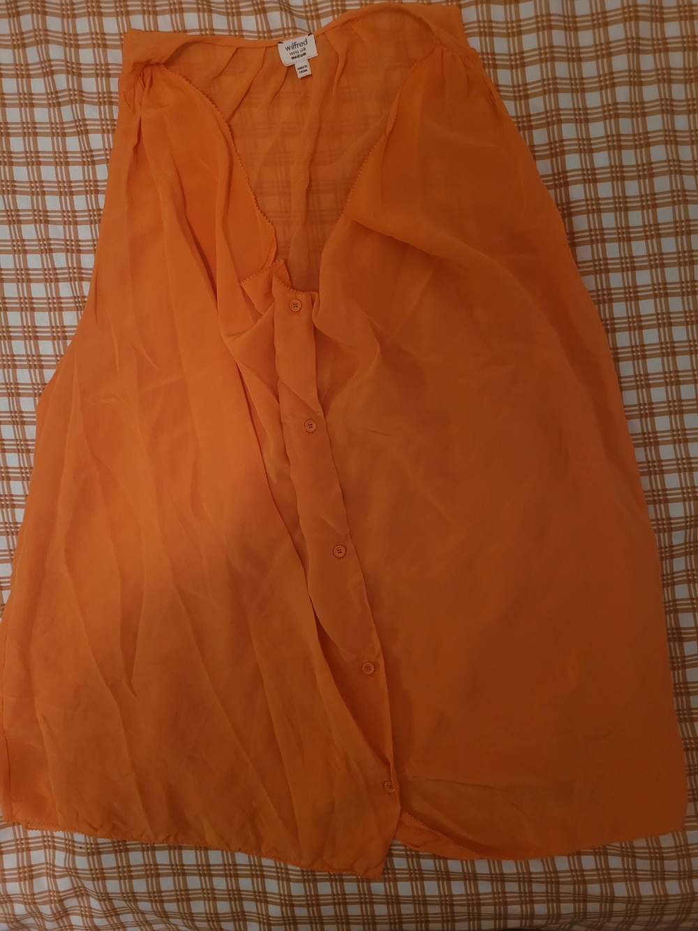 Wilfred Orange Sheer Button-Front Women's Shirt - 100% Silk